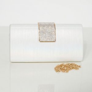 White-pearl clutch bag