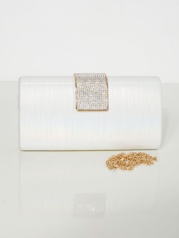 White-pearl clutch bag