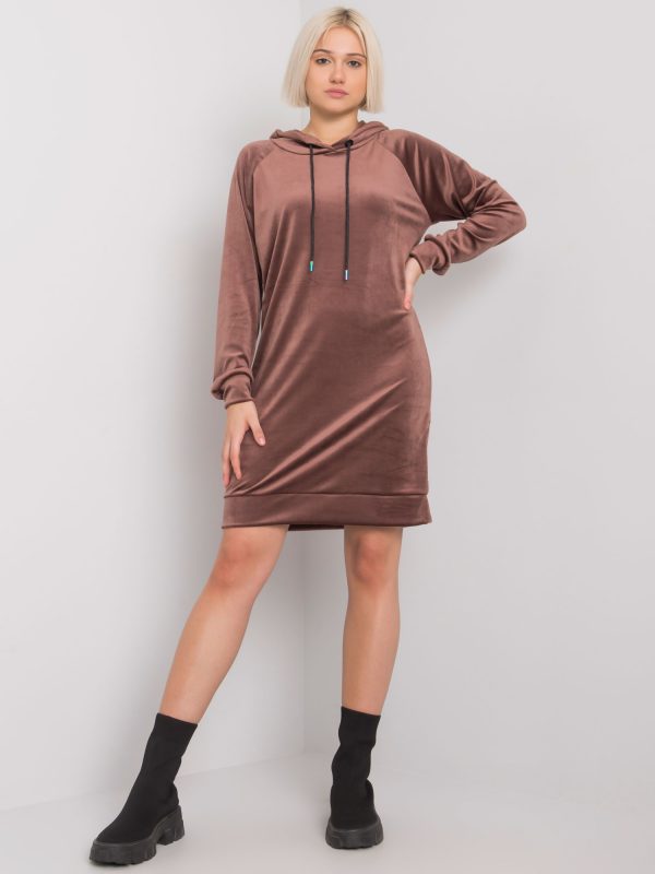 Brown velour dress with hood Messina