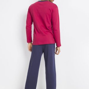 Burgundy Navy Blue Men's Pyjamas