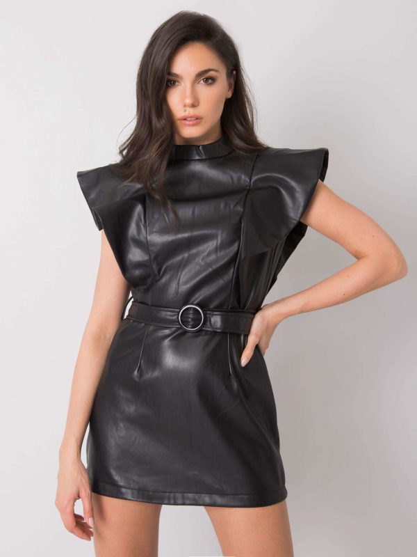 Maricela black eco-leather dress