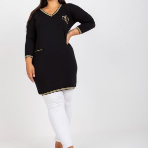 Black cotton tunic plus size with pocket