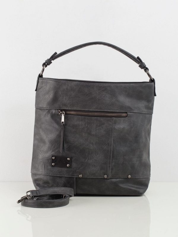 Graphite large bag made of eco leather