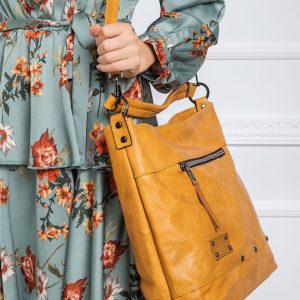 Mustard large bag made of eco leather