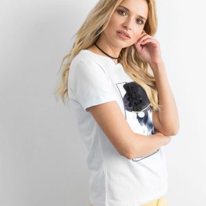 Women's T-shirt with 3D applique white