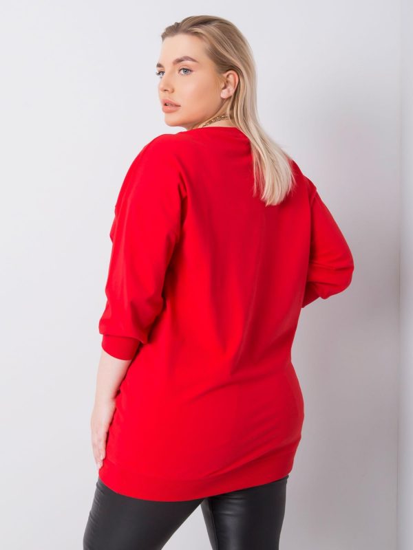 Red plus size blouse with Messina applique