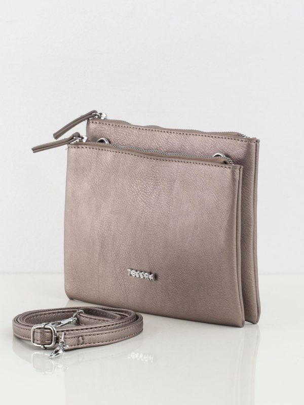 Gold-beige eco-leather mailwoman