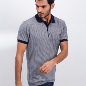 Navy Blue Men's Letter Polo Shirt