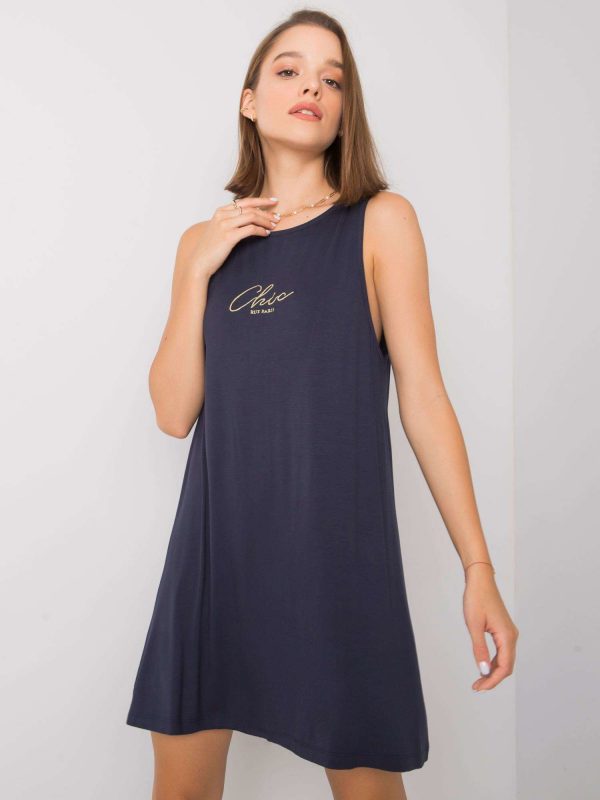 Navy blue dress with neckline on the back Lesly RUE PARIS