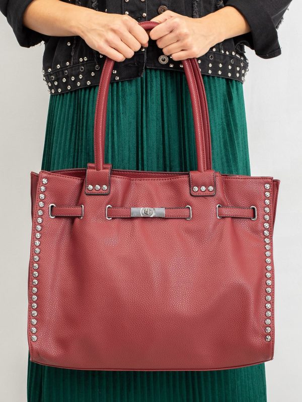 Burgundy big bag with studs