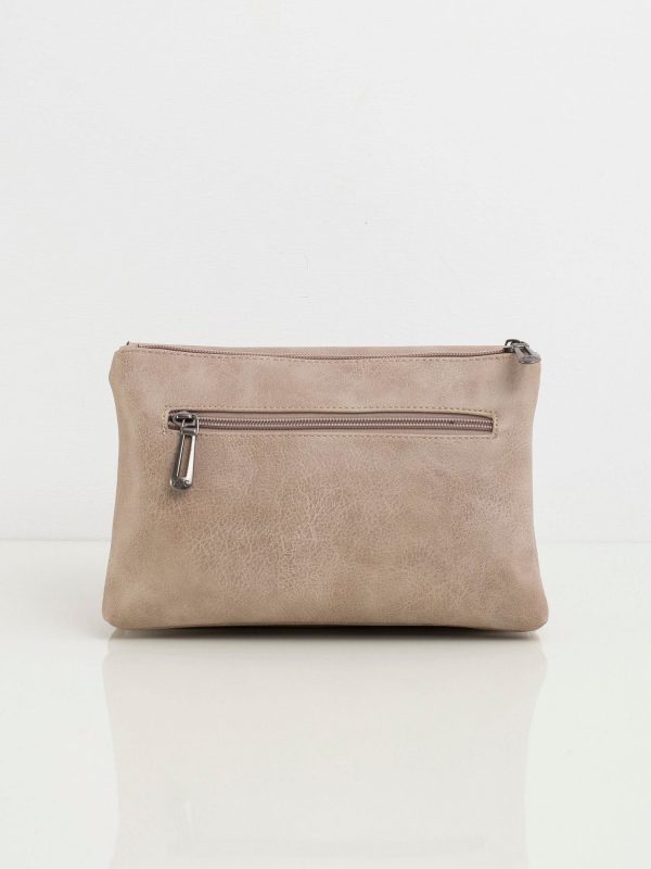 Beige eco-leather handbag with flip