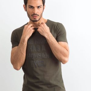 Khaki Men's T-Shirt with Lettering