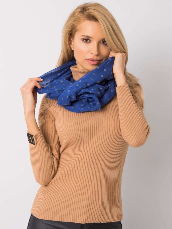 Dark blue scarf with hearts