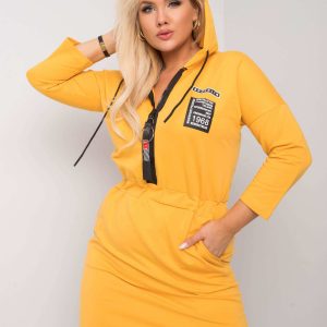 Cheryl's Yellow Plus Size Hooded Dress