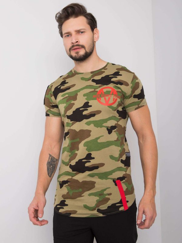 Khaki T-shirt for men with camo motif Logan