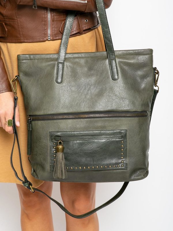 Khaki eco leather handbag