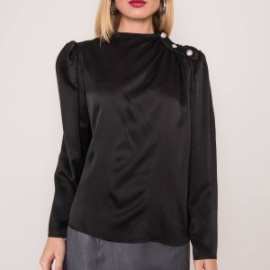 Black blouse with draping BSL