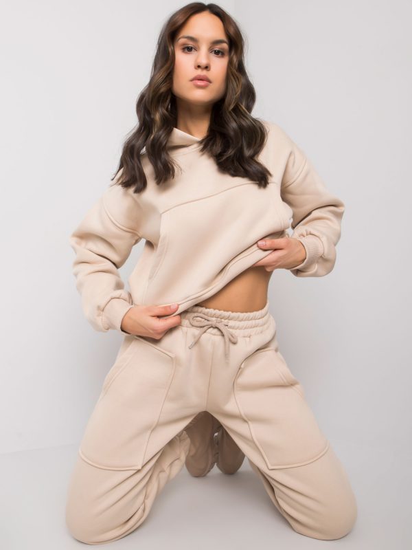 Beige Cotton Sweatsuit Set Solange