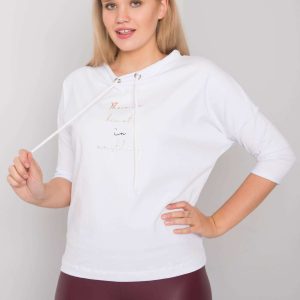 White Cotton Plus Size Ladies Blouse with Willie Lettering