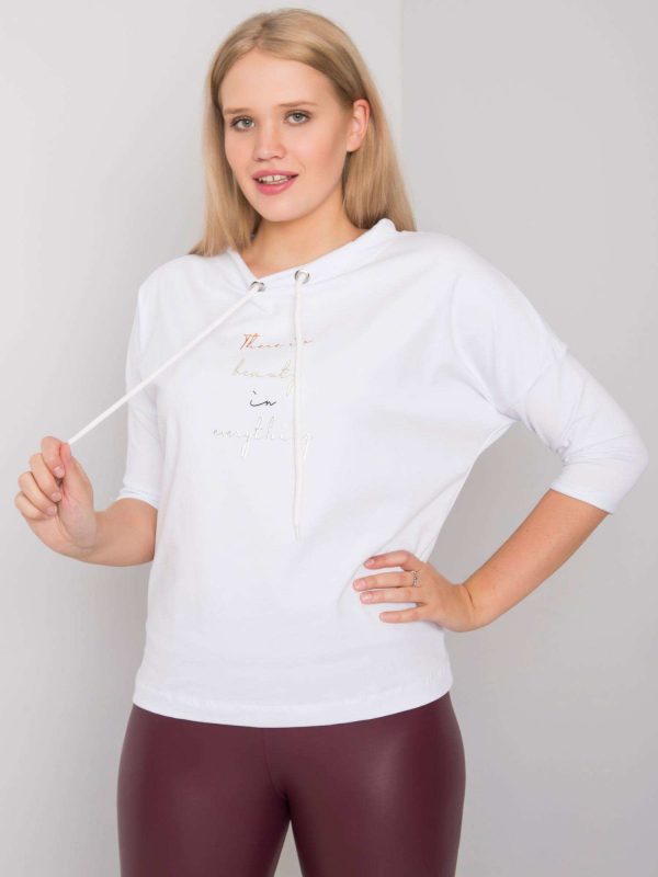 White Cotton Plus Size Ladies Blouse with Willie Lettering