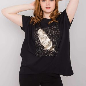 Black plus size blouse with Wilma print