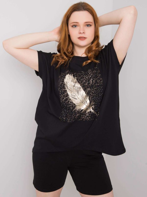 Black plus size blouse with Wilma print