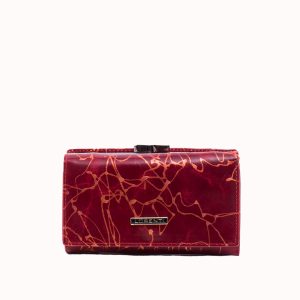 Red Patterned Leather Wallet