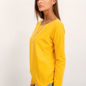 Carla's dark yellow blouse