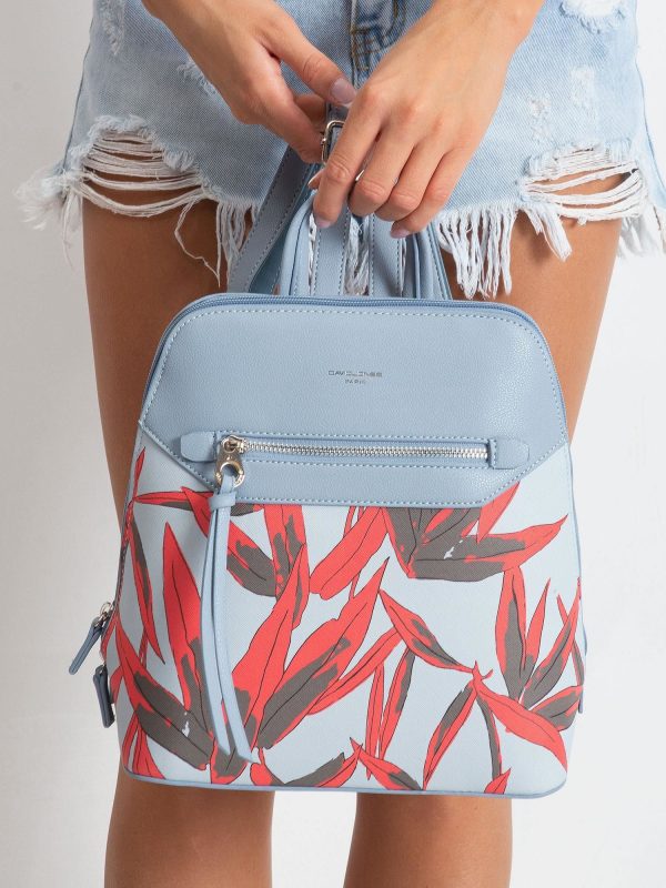 Light Blue Printed Backpack