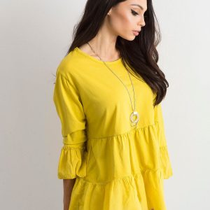 Yellow women's tunic with ruffle