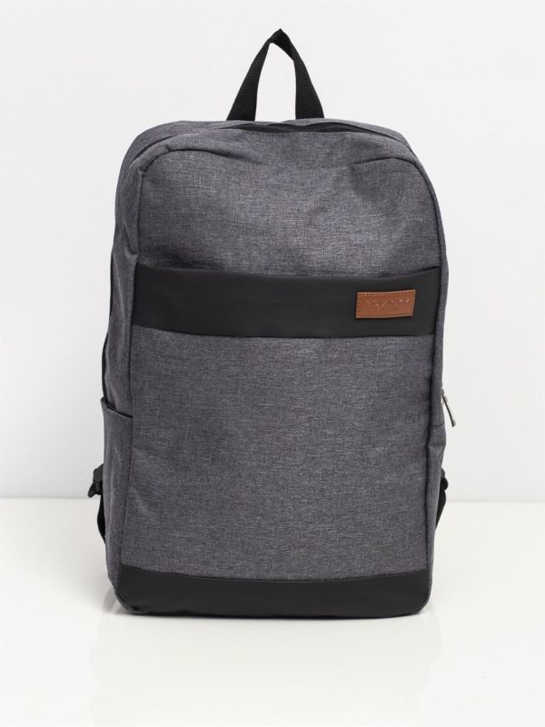 Gray Laptop Backpack with External Pocket