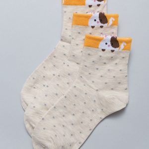 Beige polka dot socks 3-pack