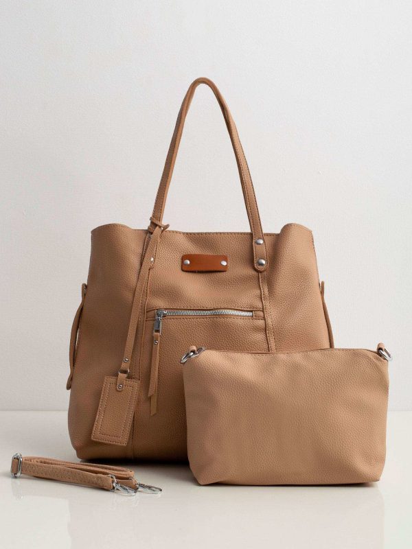 Beige women's bag made of eco leather