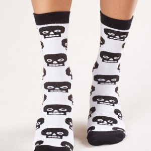 White and black socks in the skull