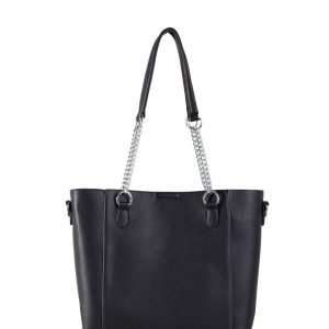 Black Roomy Shoulder Bag with Chain