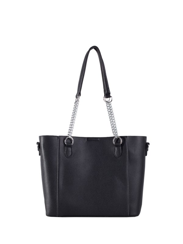 Black Roomy Shoulder Bag with Chain