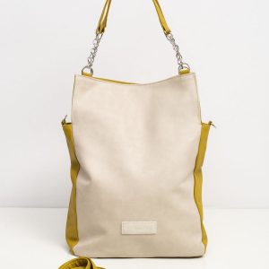 Beige and olive eco-leather bag