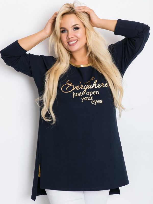 Navy blue plus size Eye tunic