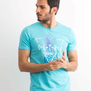 Light Blue Men's Printed T-Shirt