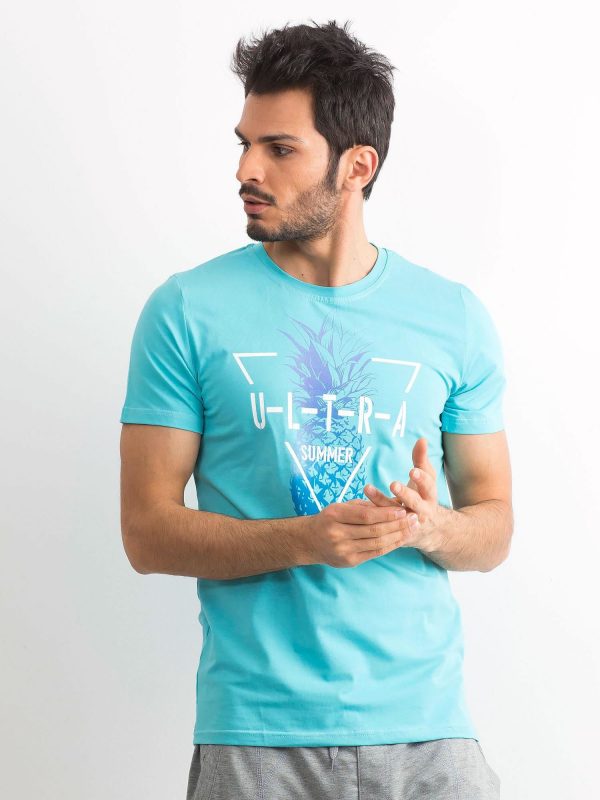 Light Blue Men's Printed T-Shirt