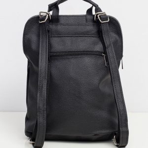 Navy blue faux leather backpack