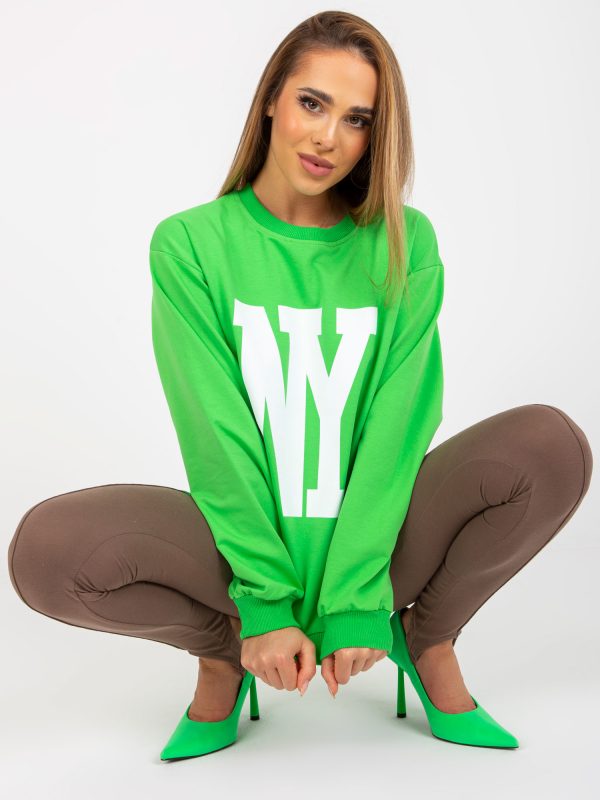 Light Green Cotton Print Sweatshirt