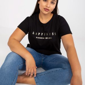 Black plus size t-shirt with gold print