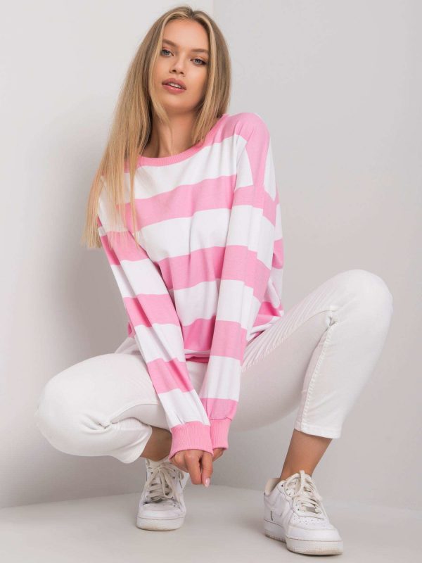 White and pink Yemima striped sweatshirt