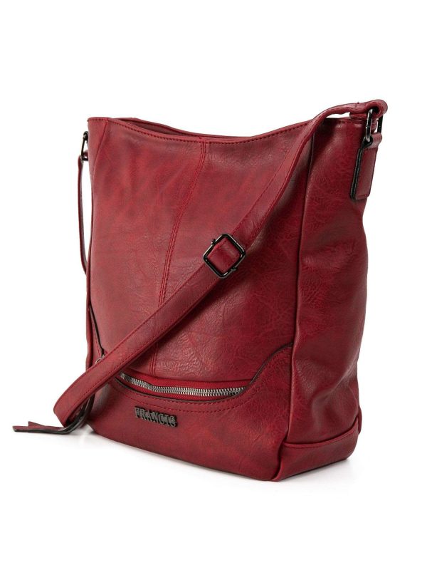 Dark red eco-leather handbag