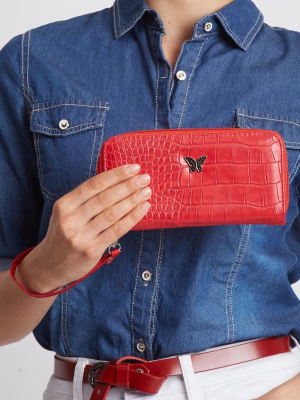 Red wallet with embossing