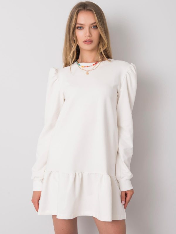 Ecru sweatshirt dress with ruffle Neah