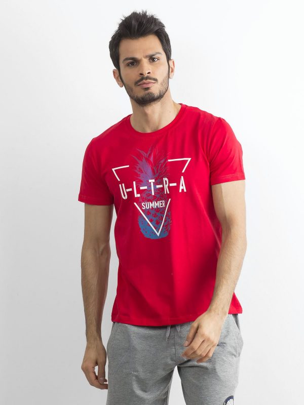 Red Men's T-Shirt with Print