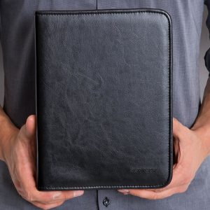 Black Men's Leather Briefcase Organizer