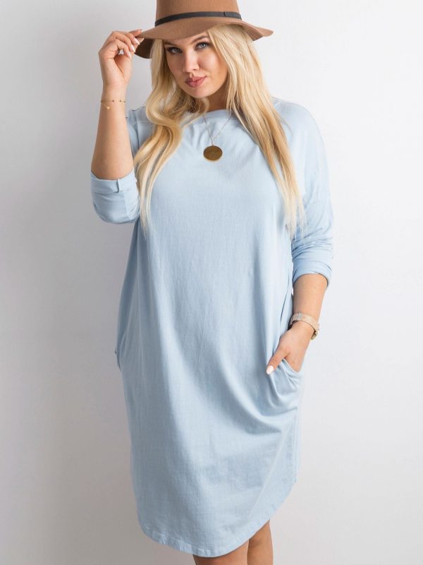 Blue Cotton Oversize Dress